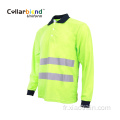 Polo réfléchissant à manches longues jaune fluo à séchage rapide